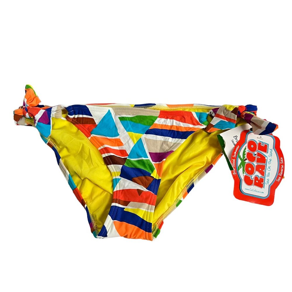 Coco Rave bikini bottoms geometric pattern side knots large swimsuit swim